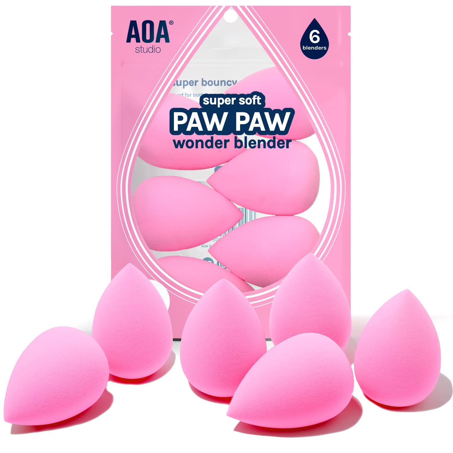 AOA Studio Collection Makeup Sponge Set – Latex-Free HD Wonder Blender (Set of 6)