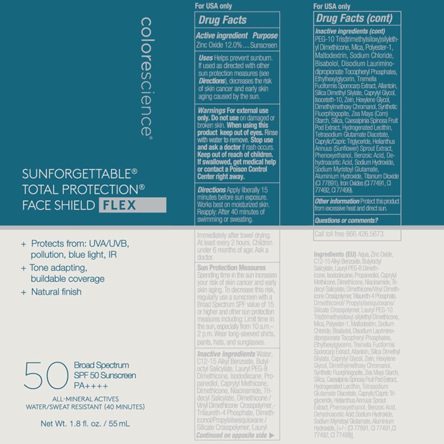 Colorescience Total Protection Face Shield Flex SPF 50 – Tinted Mineral Sunscreen