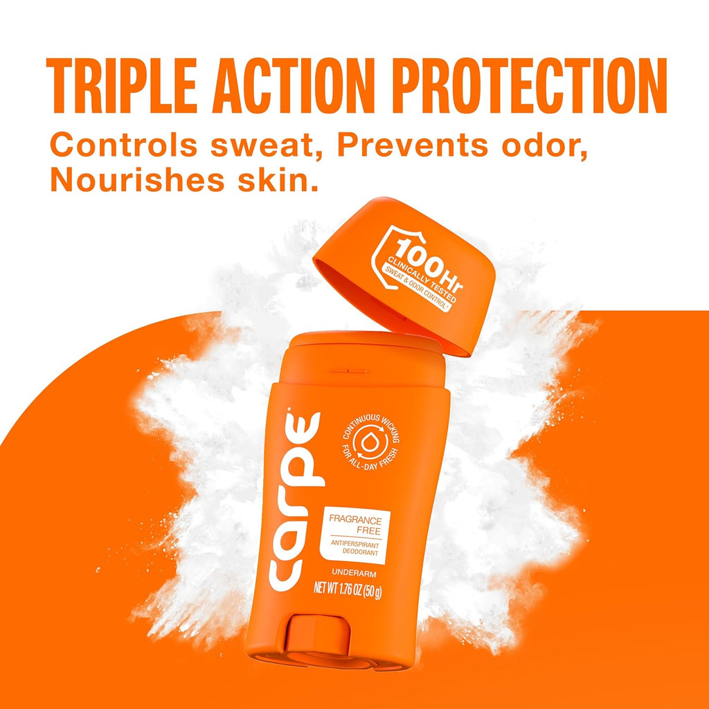 Carpe Clinical Strength Underarm Antiperspirant Deodorant – 100 Hour Sweat Protection