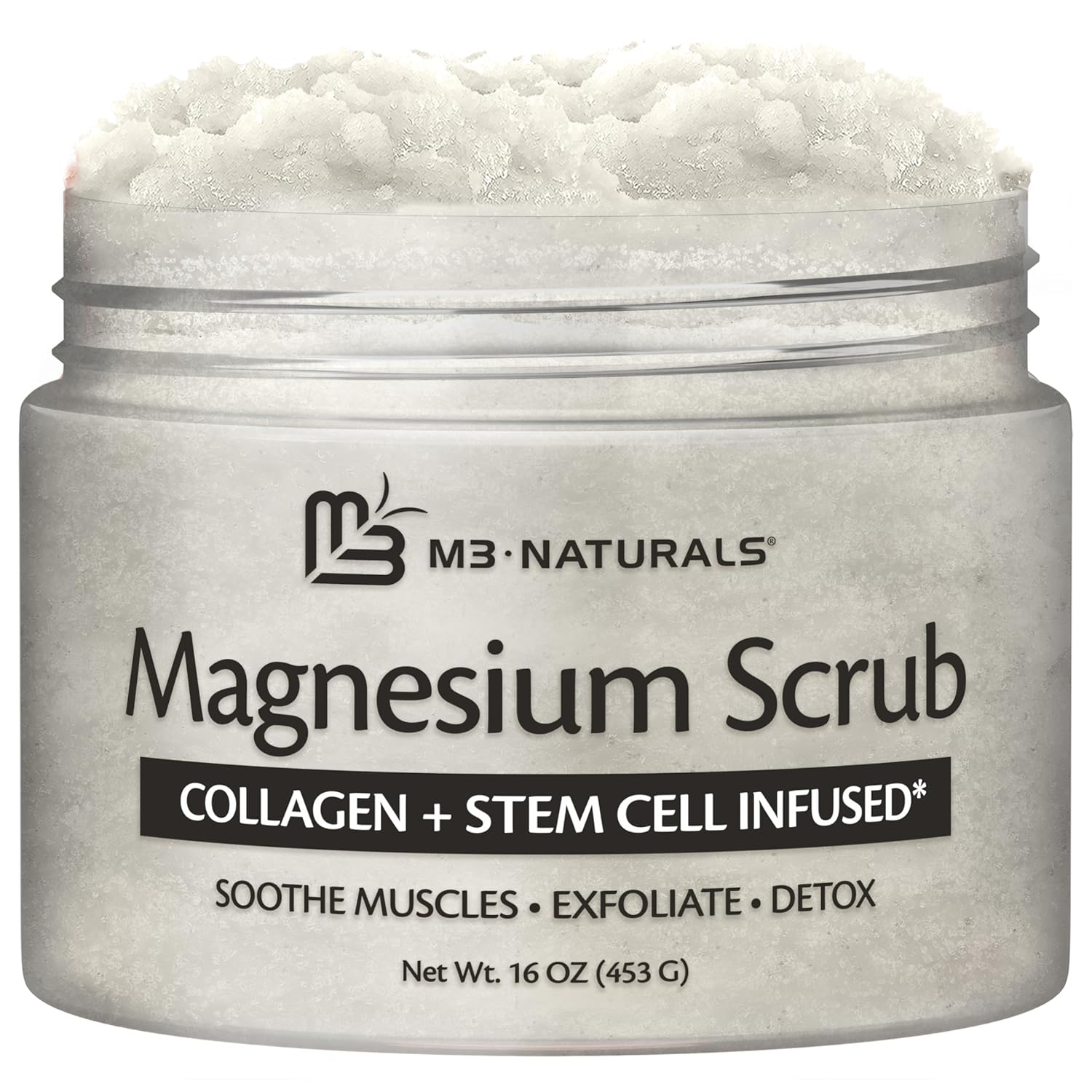 M3 Himalayan Salt Scrub with Collagen & Stem Cells – Face, Foot & Body Exfoliator (16 fl oz)