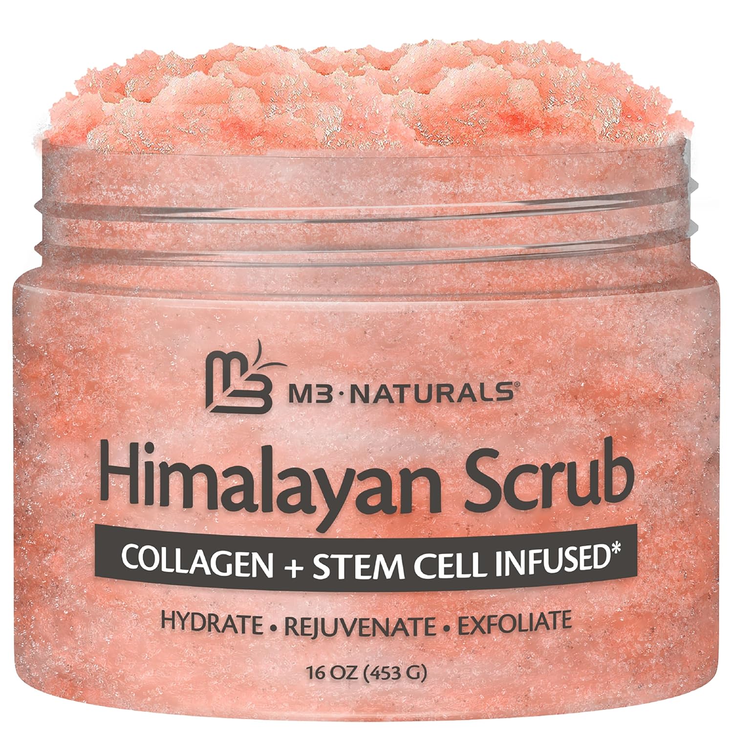 M3 Himalayan Salt Scrub with Collagen & Stem Cells – Face, Foot & Body Exfoliator (16 fl oz)